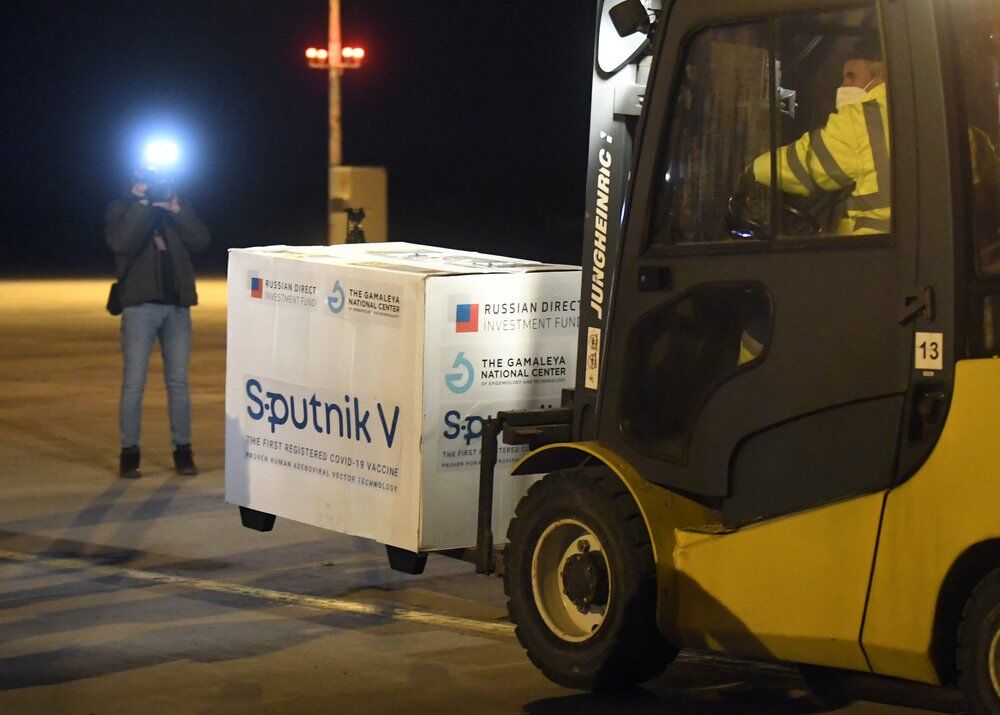 Russia's Sputnik V coronavirus vaccine arrives at Kosice Airport, Slovakia